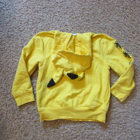 Pokemon Pikachu Youth Small Yellow Black Full Zip Hoodie With Ears Jacket - Picture 2 of 2